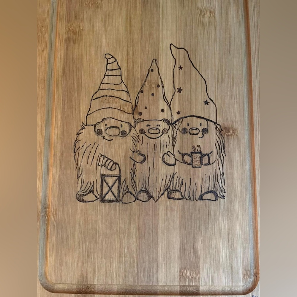Wooden Cutting Board with Gnome Design